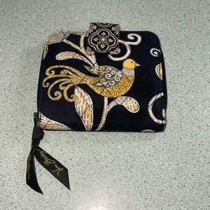 Vera Bradley Yellow Bird Quilted Floral Wallet ID Window Card Slots Retired